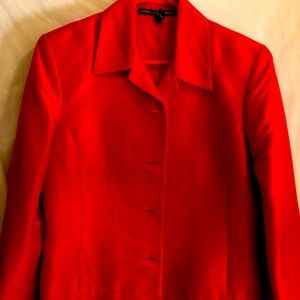 Linda Allard Ellen Tracy Red Silk Jacket Size 8